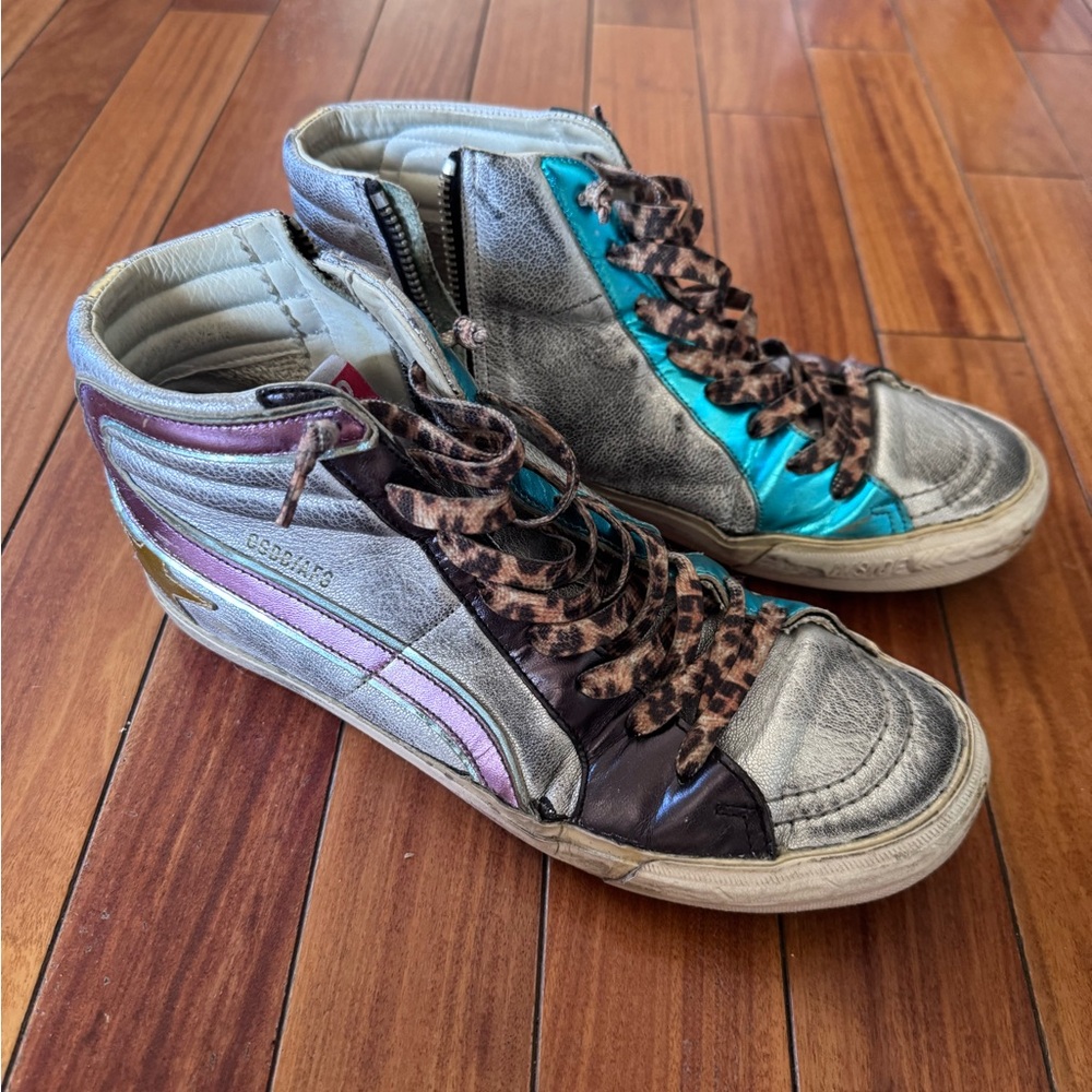 Golden Goose Women's Sneakers - Silver, Blue, and Brown